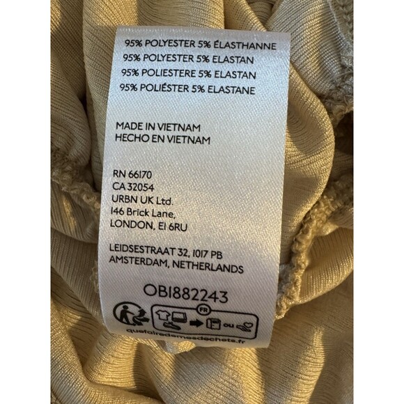 NWT Anthropologie Maeve Mock Neck Ruched Shine Tank Top Gold Metallic Size Large - Picture 8 of 8
